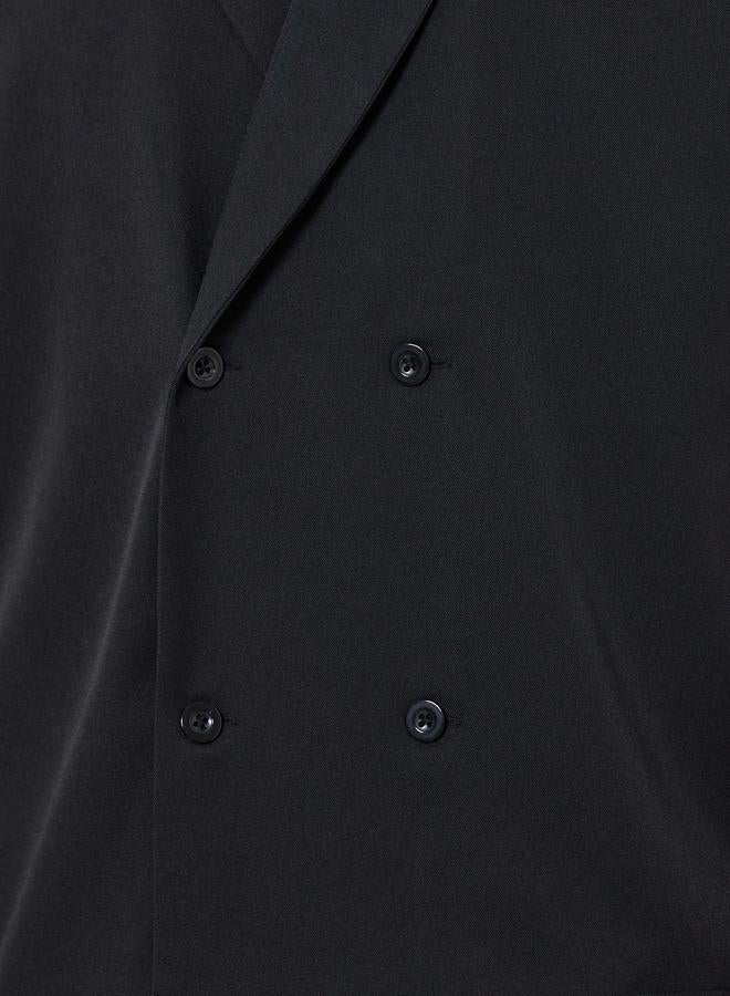 ستايلي قميص بصفين أزرار بقصة واسعة بياقة مطوية - Image 3